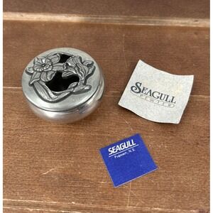 Vintage 1989 Seagull Pewter Daffodil‎ Trinket Box with Removable Button Lid